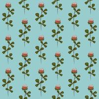 MINT VECTOR SEAMLESS BACKGROUND WITH RED CLOVER FLOWERS