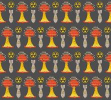 GRAY VECTOR SEAMLESS PATTERN WITH ELEMENTS OF NUCLEAR WAR