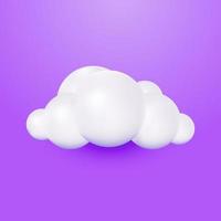 realistic 3d cartoon cloud isolated on purple background vector