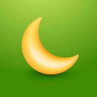 Cute realistic yellow moon 3d cartoon style for mobile app design isolated on green background vector