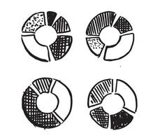 diagramas iconos circulares, conjunto dibujado a mano. vector