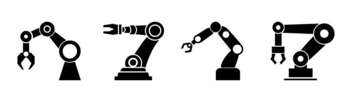 icono de símbolo de silueta de manipulador de mano robótica. vector