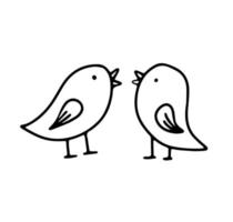 Simple doodle birds. Vector black and white illustration isolated on white