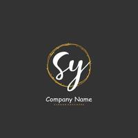 SY Initial handwriting and signature logo design with circle. Beautiful design handwritten logo for fashion, team, wedding, luxury logo. vector