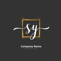 SY Initial handwriting and signature logo design with circle. Beautiful design handwritten logo for fashion, team, wedding, luxury logo. vector