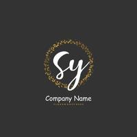 SY Initial handwriting and signature logo design with circle. Beautiful design handwritten logo for fashion, team, wedding, luxury logo. vector