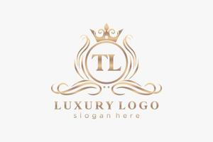 plantilla de logotipo de lujo real de letra tl inicial en arte vectorial para restaurante, realeza, boutique, cafetería, hotel, heráldica, joyería, moda y otras ilustraciones vectoriales. vector