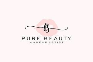 Initial FS Watercolor Lips Premade Logo Design, Logo for Makeup Artist Business Branding, Blush Beauty Boutique Logo Design, Calligraphy Logo with creative template. vector