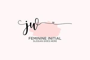 Initial JW beauty monogram and elegant logo design handwriting logo of initial signature, wedding, fashion, floral and botanical with creative template. vector