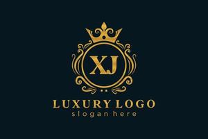 plantilla de logotipo de lujo real con letra xj inicial en arte vectorial para restaurante, realeza, boutique, cafetería, hotel, heráldica, joyería, moda y otras ilustraciones vectoriales. vector