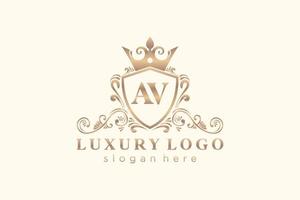 Initial AV Letter Royal Luxury Logo template in vector art for Restaurant, Royalty, Boutique, Cafe, Hotel, Heraldic, Jewelry, Fashion and other vector illustration.