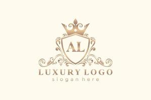 Initial AL Letter Royal Luxury Logo template in vector art for Restaurant, Royalty, Boutique, Cafe, Hotel, Heraldic, Jewelry, Fashion and other vector illustration.