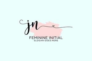 Initial JN beauty monogram and elegant logo design handwriting logo of initial signature, wedding, fashion, floral and botanical with creative template. vector