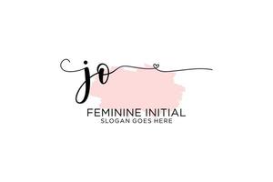 Initial JO beauty monogram and elegant logo design handwriting logo of initial signature, wedding, fashion, floral and botanical with creative template. vector