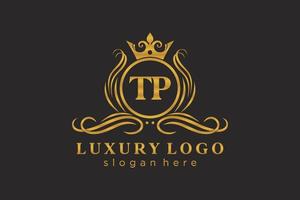 Initial TP Letter Royal Luxury Logo template in vector art for Restaurant, Royalty, Boutique, Cafe, Hotel, Heraldic, Jewelry, Fashion and other vector illustration.