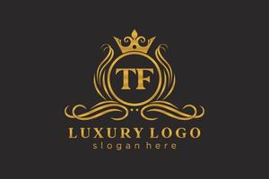 Initial TF Letter Royal Luxury Logo template in vector art for Restaurant, Royalty, Boutique, Cafe, Hotel, Heraldic, Jewelry, Fashion and other vector illustration.