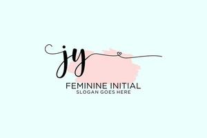 Initial JY beauty monogram and elegant logo design handwriting logo of initial signature, wedding, fashion, floral and botanical with creative template. vector