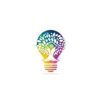 Tree house bulb logo design. Eco House Vector illustration.