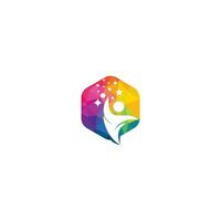Successful man vector logo design. Development creative sign. Human abstract icon with star symbol.
