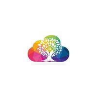 Cloud Tree House Logo Design. Eco House Vector Logo Design.