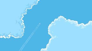 cumulonimbus clouds image with a biplane flying in the blue sky vector