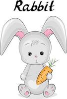 cute gray rabbit with carrot vector