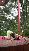 mujer practicando yoga en la naturaleza video