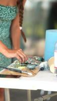 A Woman Painting in Art Class video