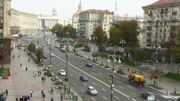 High angle of ukranian cityscape, traffic and pedestrians video