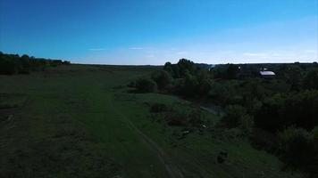 Aerial view of old country road in Ukraine video