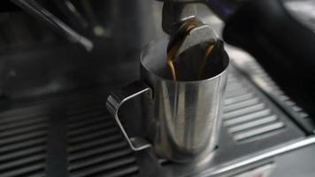 Professional espresso coffee making machine in use video