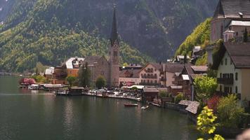 Beautiful view of Hallstatt Lake in Austria video