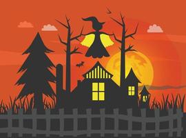 fondo y elementos de halloween vector