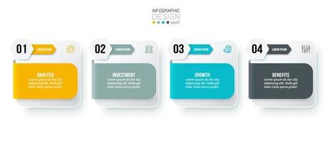 concepto de negocio de plantilla infográfica con paso. vector