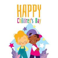 Two Cute Boys Pose for Children's Day Concept vector