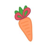 Cute orange carrot with bow vector isolated illustration.