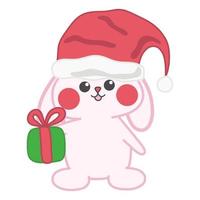 Cute doodle Christmas baby bunny vector isolated illustration