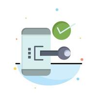 Key Lock Mobile Open Phone Security Abstract Flat Color Icon Template vector