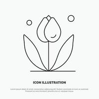 Flower Floral Nature Spring Line Icon Vector