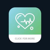 botón de la aplicación móvil de ciencia del latido del corazón versión de línea de android e ios vector