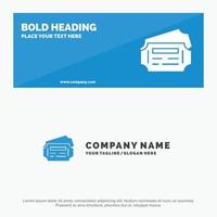 Train Ticket Station SOlid Icon Website Banner and Business Logo Template vector