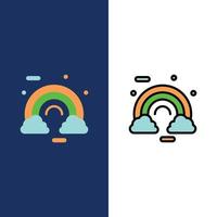 celebrar nube colorido irlanda iconos irlandeses planos y llenos de línea conjunto de iconos vector fondo azul