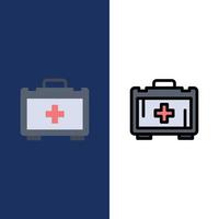 Bag Health bag Motivation  Icons Flat and Line Filled Icon Set Vector Blue Background