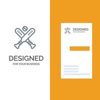 Ball Baseball Bat Bats Grey Logo Design and Business Card Template vector