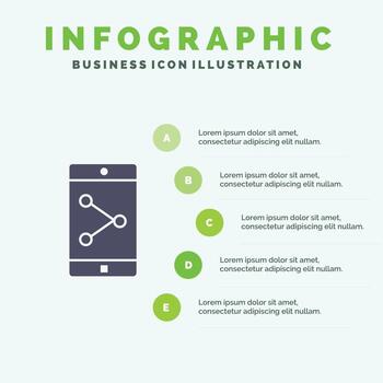 App Share Mobile Mobile Application Solid Icon Infographics 5 Steps Presentation Background vector