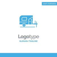 car camp spring blue solid logo plantilla lugar para eslogan vector