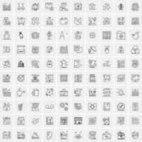 Pack of 100 Universal Line Icons for Mobile and Web vector