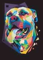 colorful dog head with cool isolated pop art style backround. WPAP style vector