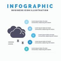 nube lloviendo pronóstico lloviendo clima lluvioso icono sólido infografía 5 pasos presentación antecedentes vector