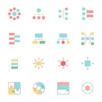plantilla infográfica de mapa mental moderno. colección de iconos de colores planos. vectores de diseño sencillo